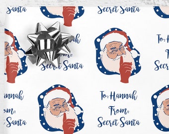 Secret Santa Wrapping Paper Personalized Name, Santa Claus Gift Wrap Personalized Christmas Gift Wrap Sheets Holiday Wrapping Paper