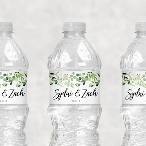 Wedding Water Bottle Labels Greenery Leaf Wedding Bridal - Etsy