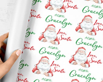 Personalized Name Wrapping Paper From Santa, Santa Claus Gift Wrap  Personalized Christmas Gift Wrap, Gift Wrap Sheets Holiday Wrapping Paper 