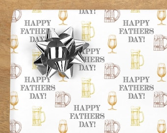 Happy Fathers Day Gift Wrap Sheets, Beer Wrapping Paper Dad Funny Gift, Funny Wrapping Paper, Unique Gift Wrap