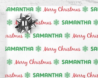 Personalized Name Christmas Gift Wrap, Personalized Name Wrapping Paper, Gift Wrap Sheets, Holiday Wrapping Paper, Unique Christmas