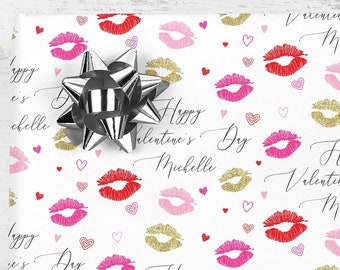 Valentine's Day Gift Wrap Sheets Lips Personalized Wrapping Paper, Valentine Boyfriend or Girlfriend Gift, Husband or Wife Valentine Gift