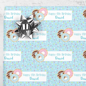 Donut Birthday Gift Wrap, Happy Birthday Wrapping Paper, Personalized Doughnut Wrapping Paper, Gift Wrap Sheets, Donut Sprinkle Party
