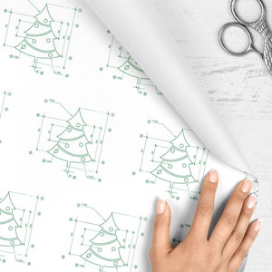 Engineer Architect Christmas Wrapping Paper, Holiday Gift Wrap, Unique Geek Gift Wrap Sheets, Christmas Tree Gift Wrap, Funny Christmas Gift image 1