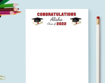 Graduation Gift Name Notepad, Personalized Notepad Graduate Class of 2022, Personalized Stationery Gift, Writing Pad