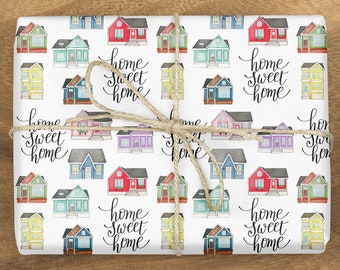 Housewarming Gift Wrap, New House Gift Wrapping Paper, Home Sweet Home Gift Wrap, Housewarming Party Gift, First Home Gift, Realtor Gift