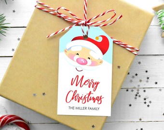 Christmas Gift Tags, From Santa Gift Tags, Merry Christmas Personalized Tags Gift Labels, Happy Holidays Gift Wrapping - Set of 12 Tags