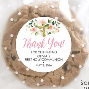 Pegatinas de recuerdo para la Primera Comunión de Niñas. Pegatinas personalizadas de agradecimiento para la Primera Comunión.