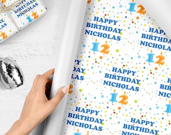 Birthday Gift Wrap Personalized Name Wrapping Paper Sheets