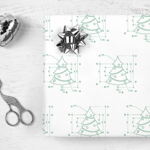 Engineer Architect Christmas Wrapping Paper, Holiday Gift Wrap, Unique Geek Gift Wrap Sheets, Christmas Tree Gift Wrap, Funny Christmas Gift image 3