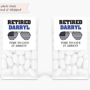 Police Retirement Party Favors Tic Tac Labels Mint Favors Police Officer Black and Blue Favor Stickers Cop Retirement - Set of 24 Labels