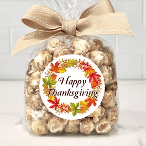 Happy Thanksgiving Stickers Thanksgiving Favor Stickers Thanksgiving Treat Stickers Fall Leaves Harvest Thank You Stickers - Set of 24
