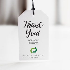 Thank You For Your Business Logo Branded Thank You Tags, Business Logo Promotional Thank You Tags, Personalized Corporate Event Gift Tags image 1