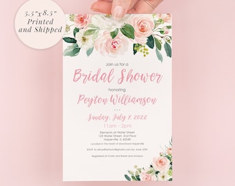 Bridal Shower Invitations Blush Floral Bridal Shower, Bridal Brunch Invites Wedding Invitations - Printed and Shipped - Set of 10