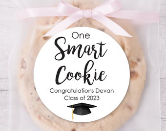 Graduation Stickers One Smart Cookie Favors Stickers Graduation Party Favor Personalized Stickers Cookies Class of 2023 - Set of 24 Stickers