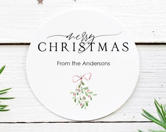 Merry Christmas Stickers Gift Tags Christmas Mistletoe Labels, Happy Holidays Stickers Envelope Seals Christmas Seals Packaging - Set of 24