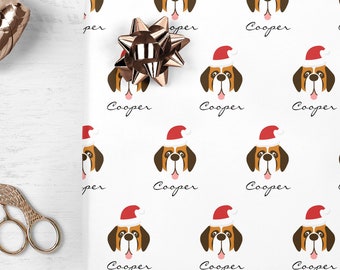 Personalized Dog Christmas Gift Wrap, Merry Christmas Pet Dog Gifts Personalized Wrapping Paper Gift Wrap Sheets Holiday Wrapping Paper