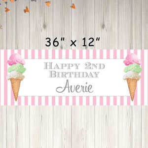 Ice Cream Birthday Banner, Sweet Shoppe Ice Cream Parlor Birthday Banner, 1st Birthday Banner - Printed and Shipped