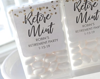 Retirement Party Favors, Tic Tac Labels Mint Favors, Retiremint Mint Favors, Happy Retirement Personalized Party Favors - Set of 24 Labels