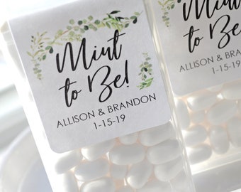Wedding Favors Tic Tac Labels Mint To Be, Bridal Shower Favor, Bachelorette Favors, Engagement Party Favor, Greenery Leaf