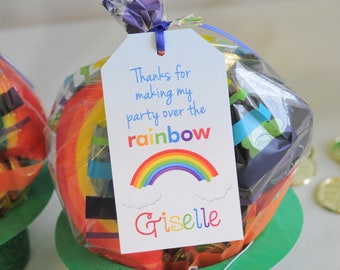 Rainbow Birthday Party Favor Tags, Rainbow Thank You Tags, Rainbow Party Supplies Decorations, St Patricks Day Party - Set of 12