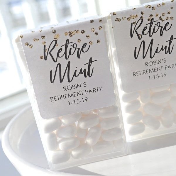 Retirement Party Favors, Tic Tac Labels Mint Favors, Retiremint Mint Favors, Happy Retirement Personalized Party Favors - Set of 24 Labels