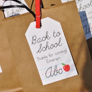 FAVOR TAGS Back To School Party, Birthday Party Favors, School Party Thank You Tags, Kids Party Ideas, Classroom Party, Teacher - Set of 12