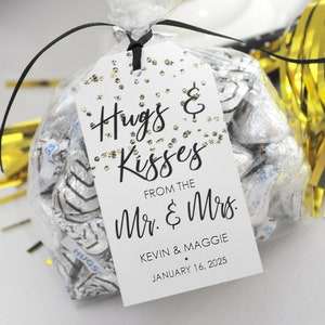 Wedding Favor Tags Hugs and Kisses from the Mr. & Mrs. Personalized Wedding Thank You Tags Gift for Wedding Guests Treat Tags