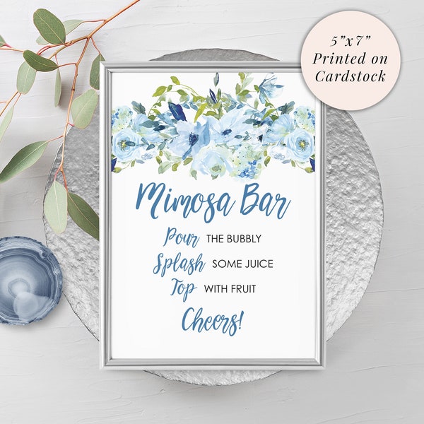 Mimosa Bar Sign 5x7 Print, Bridal Shower Signs, Mom-osa Bar Baby Shower, Bachelorette Party Signs, Bridal Shower Decorations, Wedding Signs