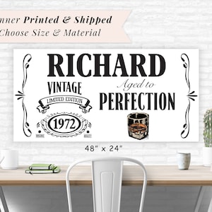 Aged To Perfection Birthday Banner Party Banner Adult Milestone Vintage Whiskey Birthday Banner Party Decoration Printed and Shipped