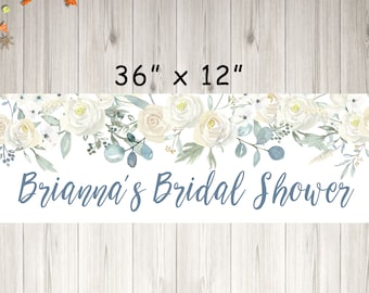 Bridal Shower Banner, Cream Floral Bridal Shower Decorations, Wedding Shower Banner, Printed & Shipped