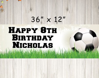 Soccer Birthday Party Banner, Sports Birthday Banner, Soccer Party Decorations, Personalized Banner - Printed and Shipped