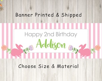 Bunny Birthday Banner, Easter Birthday Banner, Some Bunny is One Birthday Party Decorations, 1st Birthday Banner - Printed & Shipped