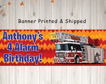 Fire Truck Birthday Banner Decorations, Fire Engine Birthday Banner, Firefighter Party Decor