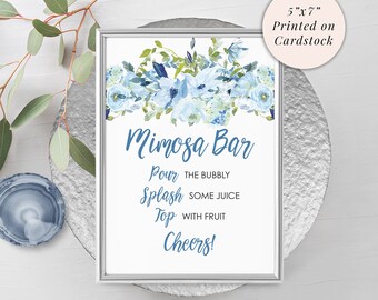 Mimosa Bar Sign 5x7 Print, Bridal Shower Signs, Mom-osa Bar Baby Shower, Bachelorette Party Signs, Bridal Shower Decorations, Wedding Signs