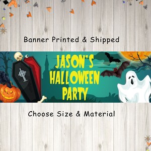 Halloween Party Banner, Ghost Halloween Party Decorations, Personalized Banner, Halloween Banner, Halloween Party - Printed and Shipped