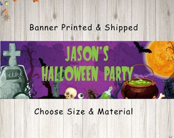 Personalized Halloween Banner, Halloween Party Banner, Halloween Party Decorations, Halloween Party Supplies - Printed and Shipped