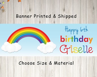 Rainbow Birthday Banner Party Decorations, Rainbow Party Banner, Kids Party Banner Rainbow, St Patricks Day Party - Printed and Shipped