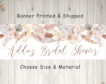 Boho Floral Pampas Grass Bridal Shower Banner, Autumn Bridal Shower Decorations, Bridal Shower Sign Wedding Shower Banner, Printed & Shipped