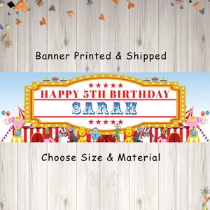 Circus Birthday Banner, Happy Birthday Banner, Carnival Birthday Banner, Personalized Circus Party Birthday Banner - Printed and Shipped