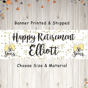 Retirement Banner Personalized Retirement Decorations CoWorker Retirement Office Party Black Gold Retirement Sign Printed & Shipped