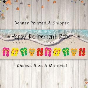 Personalized Beach Retirement Banner, Happy Retirement Decorations, Retirement Party Sign Banner - Printed & Shipped