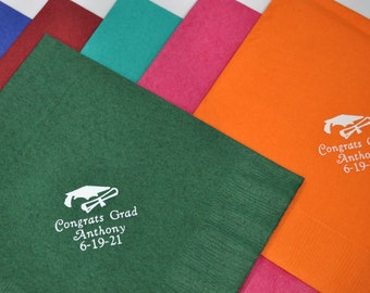 Custom Graduation Napkins Class of 2023 Foil Printed Congrats Grad Party Napkins Graduation Luncheon Beverage Cocktail Personalized Napkins