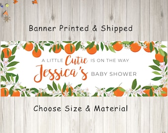 Little Cutie Baby Shower Banner, Orange Baby Shower Decorations, Personalized Banner A Little Cutie Is On The Way - Printed & Shipped