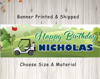 Golf Birthday Party Banner, Sports Birthday Kids Golf Birthday Banner, Adult Birthday Decorations Mens Birthday Banner - Printed and Shipped