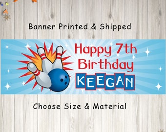 Bowling Birthday Banner, Bowling Party Decorations, Bowling Party Banner Happy Birthday Sign - Printed & Shipped