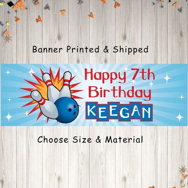 Bowling Birthday Banner, Bowling Party Decorations, Bowling Party Banner Happy Birthday Sign - Printed & Shipped