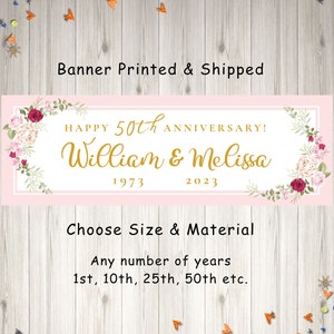 Personalized Wedding Anniversary Banner, 50th Wedding Anniversary, 25th Wedding Anniversary, Custom Anniversary Banner - Printed & Shipped