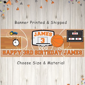 Basketball Birthday Party Banner, Sports Birthday Banner, Basketball Party Decorations, Personalized Banner - Printed and Shipped