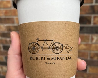 Custom Wedding Coffee Cup Sleeves or Coffee Cups With Sleeves and Lids Engagement Party Coffee Cups